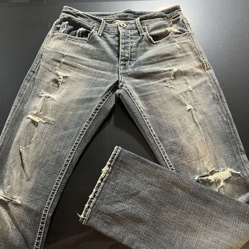 Women's BKE Denim High Waist Blue Jeans Size 16 Button Washed